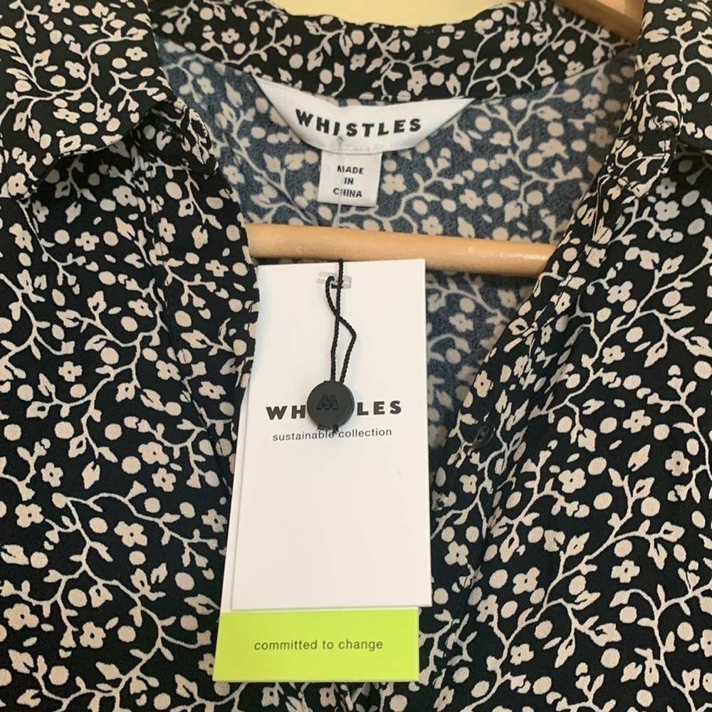 Whistles NWT Autumn Ditsy Floral Viscose Long Sleeve Collar Shirt Dress NO BELT - Picture 13 of 17